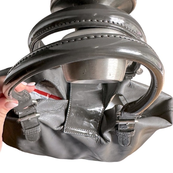 Large gray Charming Charlie shoulder bag with removable pouch - Picture 3 of 10